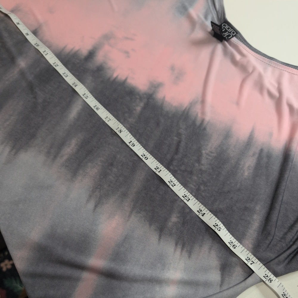 Clara Sunwoo Tie Dye Asymmetrical Tunic Top Pink Grey Blue Large Made in USA - Picture 7 of 9